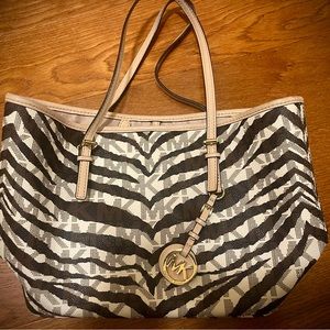 Michael Kors Animal Print Zebra Leather Shoulder Bag Purse